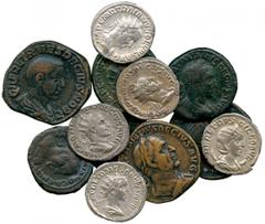 ANCIENT COINS, ROMAN COINS, Trajan Decius (AD 249-251), Silver Antoniniani (3), Æ Sestertius, Dupondii (2), As; and an Alexandrian Tetradrachm; Herennia Etruscilla (wife of Trajan Decius), Antoninianu