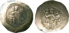 ANCIENT COINS, BYZANTINE COINS, Nicephorus III (AD 1078-1081), Electrum Nomisma, Christ enthroned facing, raising hand in benediction , rev Nicephorus standing on a footstool, wearing a crown and loro