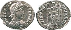 ANCIENT COINS, THE COLLECTION OF A CLASSICIST (PART III), Gratian (AD 367-383), Silver Siliqua, mint of Aquileia, struck AD 378-83, D N GRATIA-NVS P F AVG , pearl-diademed, draped and cuirassed bust f