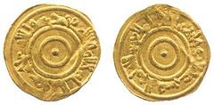 Fatimid No.: 168 Estimate: £ 140 al-Aziz (365-386h), ¼-Dinar, without mint or date, 1.02g (Kazan 521). Slight creasing, otherwise good very fine, rare. £140-160