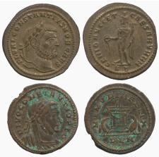 ROMAN COINS Marcus Aurelius (AD 161-180) Constantius I Chlorus (AD 293-305) No.: 682 Estimate: £ 120 Constantius I, commemorative Follis, mint of London, veiled bust right, rev altar flanked by two ea