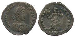 ROMAN COINS Marcus Aurelius (AD 161-180) Honorius (AD 393-423) No.: 699 Estimate: £ 120 Honorius, Siliqua 1.99g, Mediolanum, pearl diademed bust right, rev VIRTVS ROMANORVM, Roma seated holding Victor