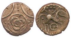 BRITISH COINS Celtic No.: 743 Estimate: £ 600 Iceni Stater 5.53g, Freckenham type, trefoil design, rev horse right, wheel below (S -; BMC 3405). Well struck good very fine. £600-700 from W I Ready