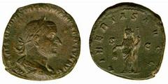 ANCIENT COINS Roman Trebonianus Gallus (AD 251-253) No.: 278 Estimate: £ 150.- Trebonianus Gallus (AD 251-253), Sestertius 19.25g, AD 251-252, IMP CAES C VIBIVS TREBONIANVS GALLVS AVG, laureate, drape