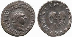ROMAN COINS No.: 174 Estimate: £ 300.- Vitellius (AD 69), Denarius 3.03g, A VITELLIVS GERM IMP AVG TR P, LIBERI IMP GERM AVG, draped busts of Vitellius’s son (on left) and daughter (on right), facing 