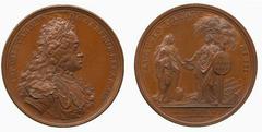 WORLD MEDALS TURKEY No.: 1473 Estimate: £ 400.- 1718 , The House of Habsburg, Charles VI (1685-1711-1740), The Peace Treaty of Passarowitz, Copper Medal, by Peter Paul Werner, laureate bust of the Emp