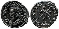 ANCIENT COINS ROMAN No.: 156 Estimate: £ 70 Carinus (AD 283-285), Antoninianus 2.48g, Lugdunum, CARINVS NOBIL CAES, radiate cuirassed bust left, holding spear and shield, rev SAECVLI FELICITAS, Prince