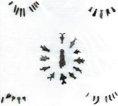 INDIAN COINS AN IMPORTANT COLLECTION OF ANCIENT INDIAN COINAGE Primitive Money No.: 555 Estimate: £ 200 Vedic Copper Money, c.600-1000 BC, copper necklace ornaments used as nishka for jewellery and fo