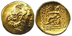 COINS ANCIENT GREEK COINAGE No.: 833 Estimate: US$ 1000 ANCIENT GREEK COINAGE, Greece, Thrace, Lysimachos: Gold Stater, 8.27g, types of Lysimachos, Callatis, 120-63 BC, Obv diademed head of the deifie