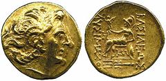 ANCIENT COINS GREEK Thracian Kingdom No.: 26 Estimate: £ 450 Lysimachus (305-281 BC), Stater, types of Lysimachos, Callatis, 89-72 BC, deified head of Alexander the Great right, rev BASILEWS/LUSIMACOU