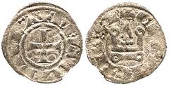 CRUSADER COINS Carytaena No.: 1244 Estimate: £ 300 Helena Angelina Comnena, Denier, X hELENA·DI GR - A , cross, rev CLARICTIA·S - E , castle tournois, 0.68g (CCS 77). Fine, very rare. £300-400