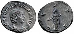 ANCIENT ROMAN IMPERATORIAL AND IMPERIAL SILVER COINS, Cornelia Supera (wife of Aemilian), Antoninianus, C CORNEL SVPERA AVG, diademed and draped bust right, on crescent, rev VESTA, Vesta standing left