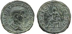 ANCIENT COINS, ROMAN IMPERIAL COINS, Herennius Etruscus (Caesar AD 250, co-emperor AD 251) Herennius Etruscus, As, 11.34g, Q HERENNIVS ETR MES DECIVS NOB C, draped and cuirassed bust right, rev PRINCI