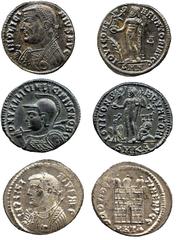 ANCIENT COINS, ROMAN IMPERIAL COINS, Licinius I (AD 308-324) Licinius I, silvered Follis, 3.57g, Heraclea AD 317, IMP LICINIVS AVG, imperial bust left, rev PROVIDENTIAE AVGG, camp gate (RIC VII, 17); 