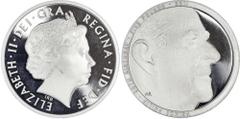 British Elizabeth II (1952‐), Platinum Proof Piedfort Five pounds, 2011, Royal Mint official issue. Celebrating the 90th birthday of HRH Prince Philip, Duke of Edinburgh and consort of HM Queen Elizab