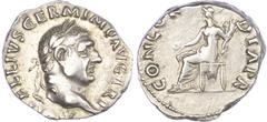 Ancient Coins Vitellius (AD 69) AR Denarius, Rome, 3.55g. Laureate head of Vitellius right. Rev. Concordia seated left, holding cornucopiae and patera. (RIC 90). Very Fine.