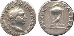 COINS. ROMAN. Mint of Rome, unless otherwise stated. Vitellius (AD 69), Silver Denarius, A VITELLIVS GERM IMP AVG TR P, laureate head right, rev XV VIR SACR FAC, tripod-lebes surmounted by dolphin rig