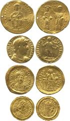 COINS. BYZANTINE. Mint of Constantinople, unless otherwise stated. Justinianus I (AD 527-565), Gold Solidus, three-quarter facing bust, rev angel standing holding long cross and globus cruciger, 4.48g