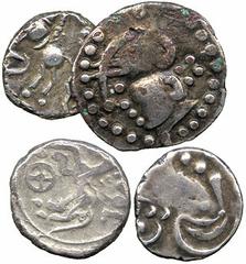 ANCIENT COINS. Greek. Celtic Gaul, Cavares or Allobroges (2nd Century BC), Silver Drachm, laureate head left, rev VOL, horse left, wheel below (BMC 192-4); Sequani (late 1st Century BC), Silver Quinar
