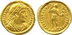 ANCIENT COINS. Roman. Valentinian I (AD 364-375), Gold Solidus, Antioch, AD 364-367, D N VALENTINIANVS P F AVG, rosette-diademed, draped and cuirassed bust right, rev RESTITVTOR REIPVBLICAE, emperor s