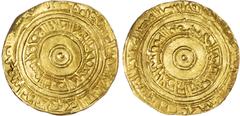 Fatimid Fatimid, Al‑'Aziz (AH 365‑386 / 975‑996 AD), gold Dinar, 4.12g (A. 703). About Very Fine, with some flatness and a slightly bent flan.