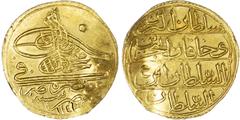 Ottoman Empire Ottoman Empire, Ahmed III (AH 1115‑1143 / 1703‑1730 AD), gold Zeri Mahbub, AH 1143 / 1730 AD, 2.53g (KM 86). Very Fine, slightly bent flan.
