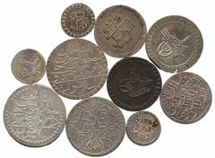OTHER WORLD COINS. Ottoman Empire. Mustafa III, 2-Zolota (3), AH1171, years 1, 8, 9 (KM 324), Piastre (2) 1171/82, 1171/87 (KM 321), Zolota, 1171/85 (KM 316), 10-Para (3), 1171, year 8, 1171/81, 1171/