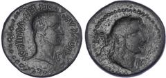Coins Ancient Rome Kings of the Bosporos, Aspourgos and Caligula (AD 37-41) AE 12 Units, AD 37-38, 7.62g. Diademed head of Aspourgos facing right. Rev. Bare head of Caligula facing right. (RPC 1904). 