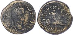 Coins Ancient Rome Caligula (AD 37-41) AE, Osca, 14.88g. Laureate head of Caligula right. Rev. Warrior on horseback right, holding spear. (RPC 302). Fine. Weakly struck in places. Rare.