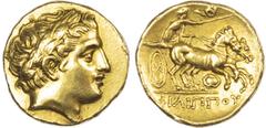 Coins Ancient Greece Kingdom of Macedon, Philip II (359-336 BC) AV Stater, late lifetime or early posthumous issue, time of Philip III - Kassander, c. 323-315, 8.63g. Laureate head of Apollo right. Re