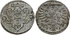 POLISH COINS Sigismund III Vasa, Denarius Danzig 1595 Ruszona obiegiem moneta, ale nadal ponadprzeciętna. Tłem historii monetarnej Rzeczypospolitej w czasach panowania Zygmunta Wazy był postępujący kr
