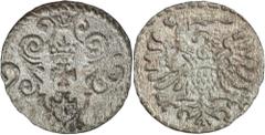 POLISH COINS Sigismund III Vasa, Denarius Danzig 1596Cleaned. Moneta czyszczona. Tłem historii monetarnej Rzeczypospolitej w czasach panowania Zygmunta Wazy był postępujący kryzys pieniężny wywołany s