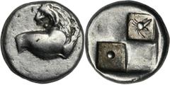 ANCIENT COINS Greece, Thracian Chersonesos, HemidrachmGreece Thracian Chersonesos, Hemidrachm 357-320 BCObverse: forepart of lion to right, head revertedReverse: quadripartite incuse square with alter