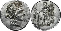 ANCIENT COINS Greece, Thrace, Thasos, TetradrachmEx. Web Auction 20, Leu Numismatik, lot 461, 2022.Greece Thrace, Thasos, Tetradrachm 148-80 BCObverse: head of youthful Dionysos to right, wearing wrea