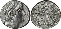 ANCIENT COINS Greece, Seleukid Empire, Antiochos VII Euergetes, TetradrachmGreeceSeleucids, Antiochos VII Euergetes (162-150 BC), Tetradrachm 132/131 BC, Damascus mint Obverse: diademed head right Rev