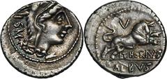 ANCIENT COINS Roman Republic, L. Thorius Balbus, DenariusObverse off-centre.Roman Republic L. Thorius Balbus, Denarius 105 BC, Rome mint Obverse: head of Juno Sospita covered with goatskin facing righ