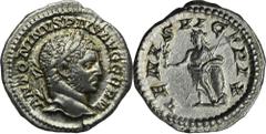 ANCIENT COINS Roman Imperial, Caracalla, Denarius Beautifull about uncirculated coin with nearly all mint luster.Roman ImperialCaracalla (188-217), Denarius 213-217, Rome mint Obverse: laureate head r