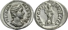 ANCIENT COINS Roman Imperial, Julia Mamea, DenariusRoman ImperialJulia Domna (222-235, wife of Septimius Severus), Denarius 225-235, Rome mintObverse: diademed and draped bust rightIVLIA MAMAEA AVGRev