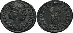 ANCIENT COINS Roman Imperial, Fausta, Follis - RARERare Helena's follis R4 in RIC.Roman Imperial Fausta (doughter of Maximianus, wife of Constantine I the Great, 307-326), Follis 324-325, Arles mintOb