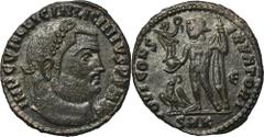ANCIENT COINS Roman Imperial, Licinius I, Follis - RARERoman ImperialLicinius I (308-324), Follis 313-315, Cyzicus mintObverse: laurate head right IMP C VAL LICIN LICINIVS P F AVGReverse: Jupiter stan