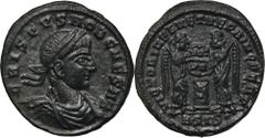 ANCIENT COINS Roman Imperial, Crispus, Follis - RARERare follis, R5 in the Roman Imperial Coinage catalogue. Roman Imperial Crispus (317-326), Follis 319, Siscia mint Obverse: laureate, draped and cui