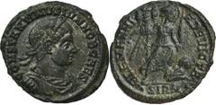 ANCIENT COINS Roman Imperial, Constantine II, Follis - RARERare follis, commemorating the victory over the Alamanni. R1 in the Roman Imperial Coinage catalogue. Roman ImperialConstantine II (337–340) 