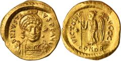 ANCIENT COINS Byzantine Empire, Justin I, SolidusCoin from Sovereign Rarities Ltd. with a purchase note attached.Graffiti Z on the reverse. Byzantine Empire Justin I (518-527), Solidus 518-519, Consta