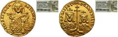 ANCIENT COINS Byzantine Empire, Basil I, SolidusCoin removed from NGC box with MS strike 5/5 and surface 4/5 scuff (gentle bump/scratch above Constantine's head). Ex. Buy or Bid Sale 211 Harlan J. Ber