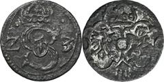 POLISH COINS Sigismund III Vasa, Denarius Lobzenica 1623 - RARERare Lobzenica denarius with an abbreviated date on the sides of the royal monogram on the obverse in the form of Z-3.Coin specified in K