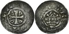 EUROPEAN MEDIEVAL Germany, Saxony, Otto III, DenariusGermany, Saxony, Otto III, Denarius, Otto Adelheid Pfennig type, 983-1002Obverse: cross with ODDO in the corners...GRA...Reverse: chapelATH... Niem
