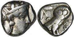 ANCIENT COINS Greece, Attica, Athens, TetradrachmGreeceAttica, Athens, Tetradrachm 393-355 BCObverse: head of Athena in the helmet facing rightReverse: owl standing to the right, with its head turned 