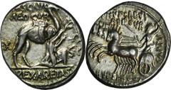 ANCIENT COINS Roman Republic, Aemilius Scaurus, Plautius Hypsaeus, Denarius - RARE, without scorpionInteresting denarius, minted in Rome in 58 BC, signed by both curule aediles of that year, Marcus Ae