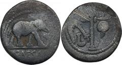 ANCIENT COINS Roman Republic, Gaius Julius Caesar, DenariusRoman Republic Iulius Caesar, Denarius 48-49 BC, military mint moving with Caesar in northern ItalyObverse: elephant advancing right, trampli