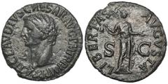 ANCIENT COINS Roman Imperial, Claudius, AsRoman Imperial Claudius (41-54), As 50-54, Rome mint Obverse: bare head leftTI CLAVDIVS CAESAR AVG P M TR P IMP P PReverse: draped figure of Libertas standing